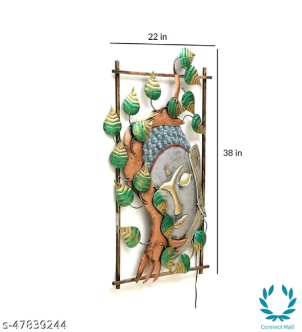 Iron Buddha on Leaf With Led - Free Size, Metal, Pack of1